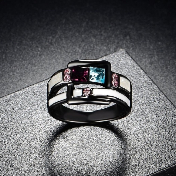 Fashion Enamel and Crystals Ring - Picture 5 of 6